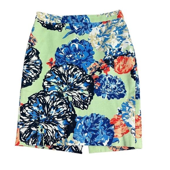 J. Crew Womens Pencil Skirt size 2 Mint Green Floral Knee Length - Picture 3 of 10